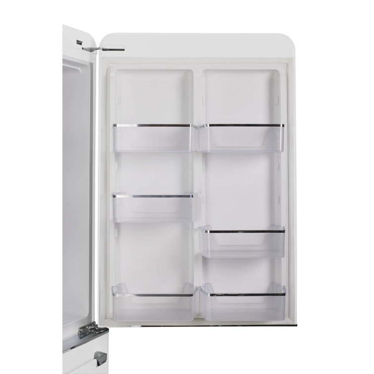 Marshmallow White 30" Retro Bottom Freezer Refrigerator with Ice Maker