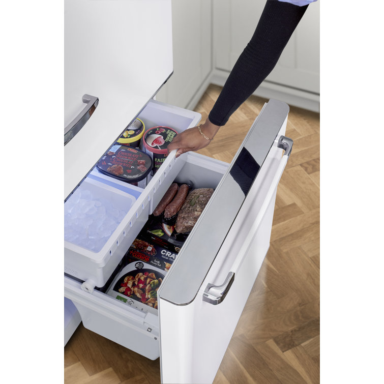 Marshmallow White 30" Retro Bottom Freezer Refrigerator with Ice Maker