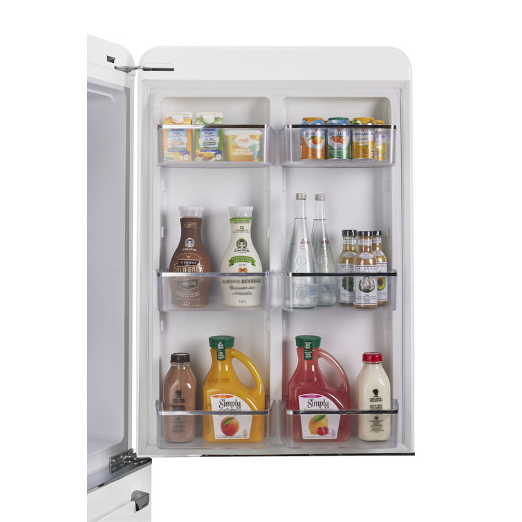 Marshmallow White 30" Retro Bottom Freezer Refrigerator with Ice Maker