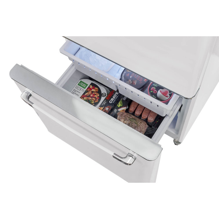 Marshmallow White 30" Retro Bottom Freezer Refrigerator with Ice Maker
