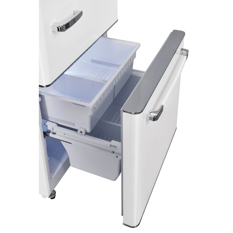 Marshmallow White 30" Retro Bottom Freezer Refrigerator with Ice Maker