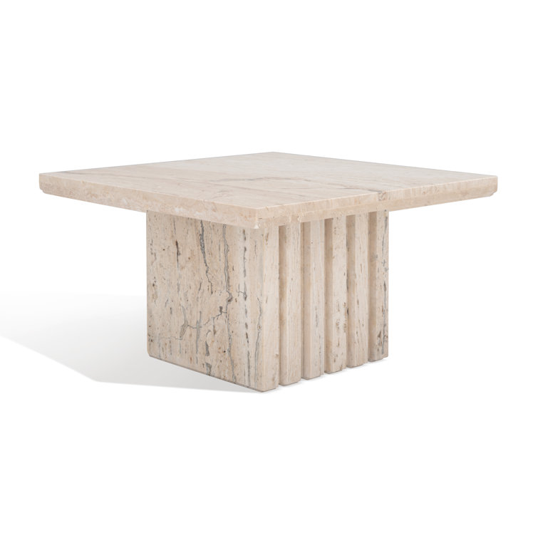 Olivia 21'' Beige Marble Square Accent Table