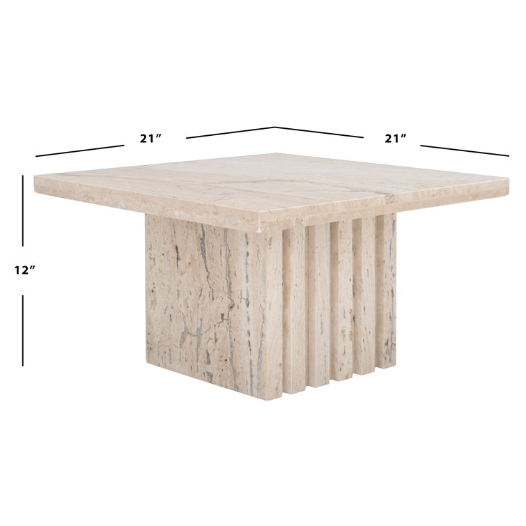 Olivia 21'' Beige Marble Square Accent Table