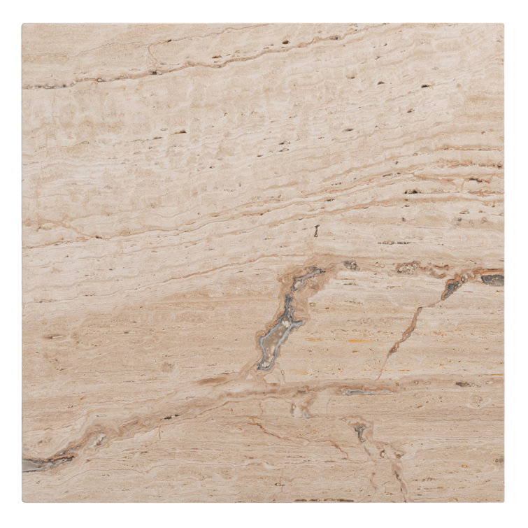 Olivia 21'' Beige Marble Square Accent Table