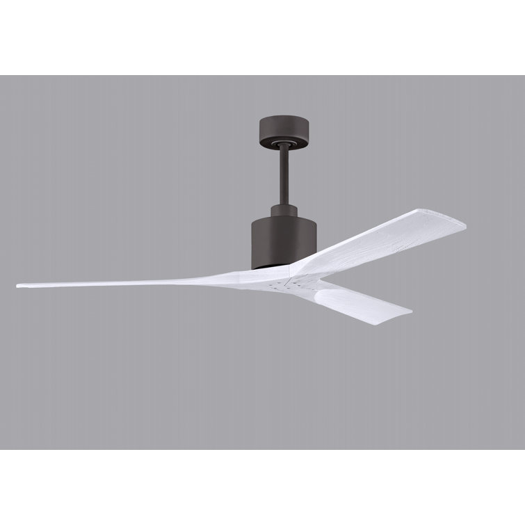 52" Textured Bronze and Matte White Solid Wood Ceiling Fan with Remote