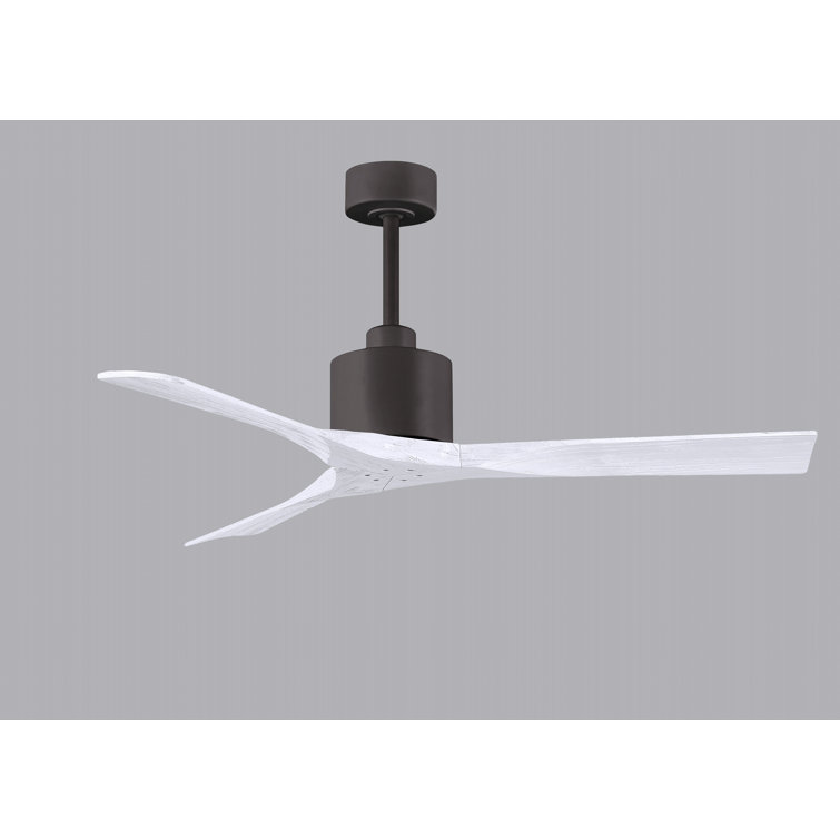 52" Textured Bronze and Matte White Solid Wood Ceiling Fan with Remote