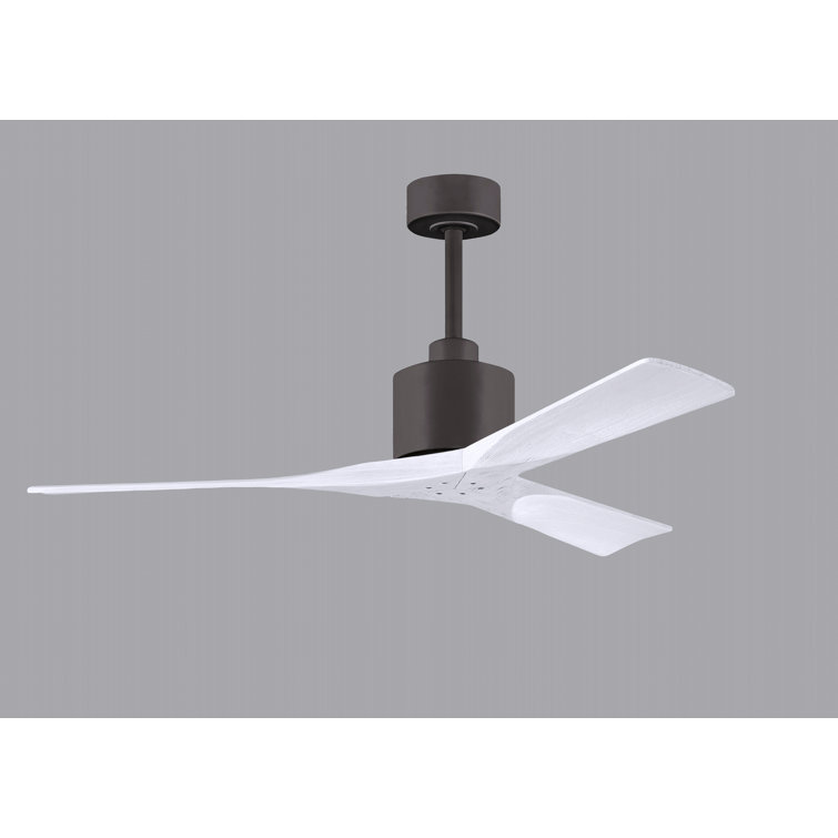 52" Textured Bronze and Matte White Solid Wood Ceiling Fan with Remote