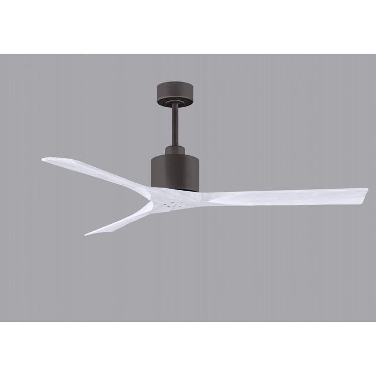 52" Textured Bronze and Matte White Solid Wood Ceiling Fan with Remote