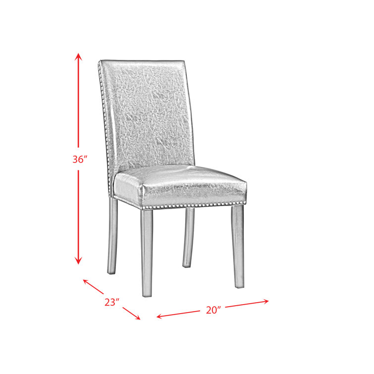 Transitional Black Faux Leather Upholstered Side Chair Set with Chrome Accents