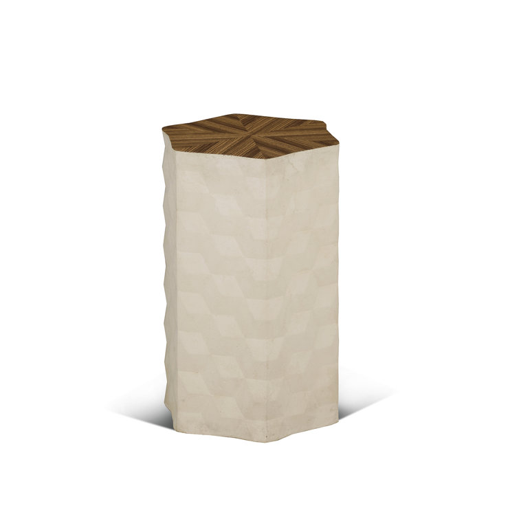 Cremona Hexagonal Zebrano Wood Top End Table