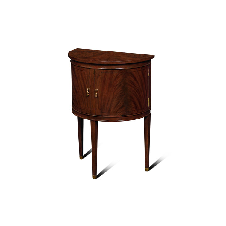 August Classic Mahogany Half-Round Accent Cabinet with Brass Accents