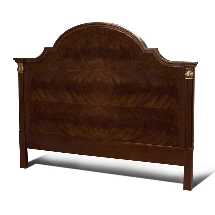 King Mahogany and Brass Fluted Wood Headboard