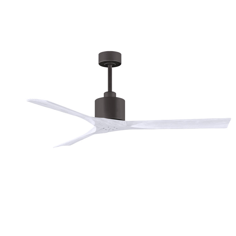 52" Textured Bronze and Matte White Solid Wood Ceiling Fan with Remote