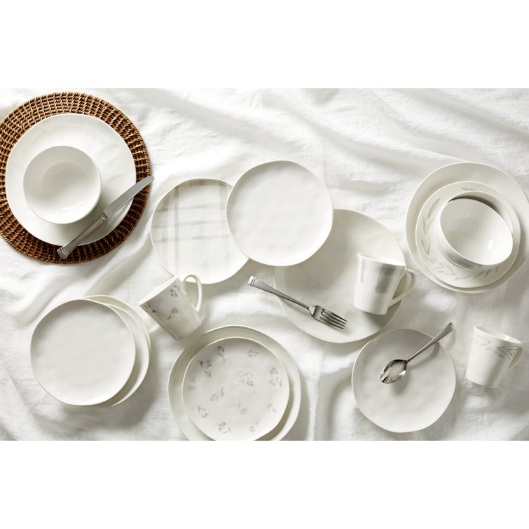 White Porcelain Minimalist 12-Piece Dinnerware Set