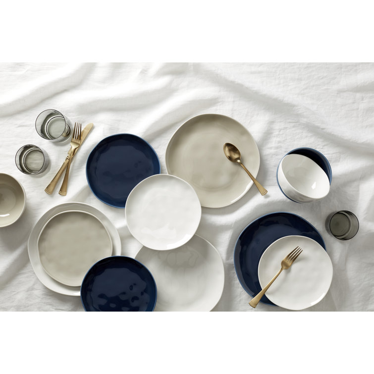 Navy Blue Porcelain 12-Piece Dinnerware Set