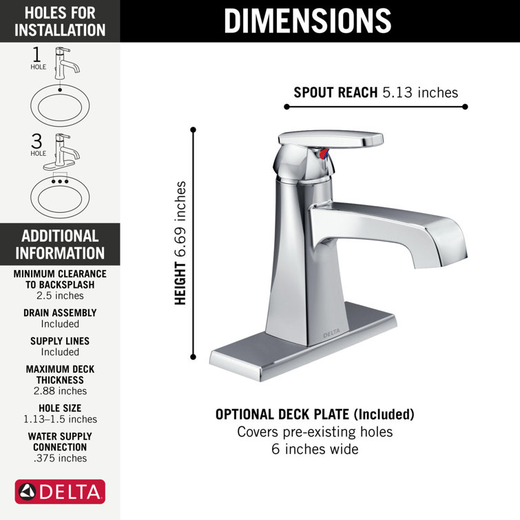 Ashlyn Chrome Single Handle Modern Bathroom Faucet