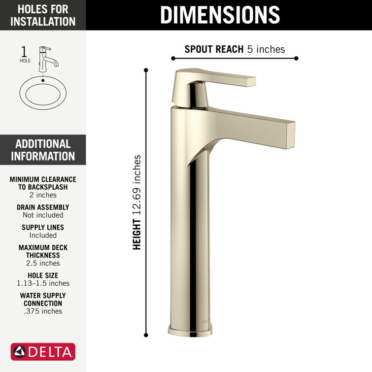 Polished Nickel Single Hole Vessel Bathroom Faucet