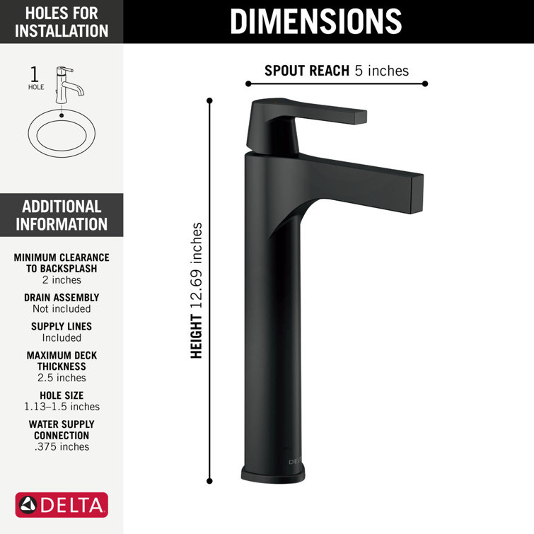 Matte Black Modern Single Hole Vessel Faucet