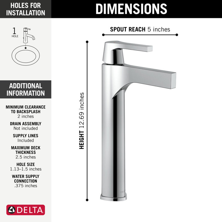 Zura Polished Chrome Single Handle Vessel Bathroom Faucet