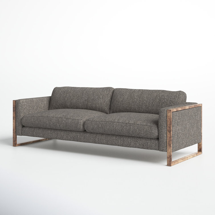 Arden Charcoal 97" Track Arm Sofa with Distressed Natural Frame