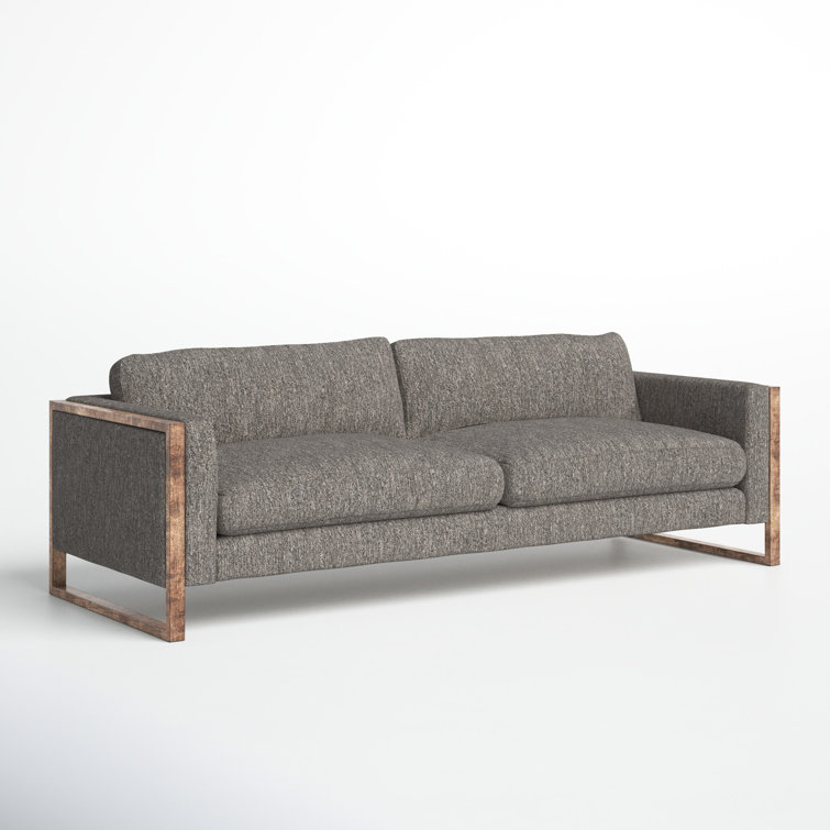 Arden Charcoal 97" Track Arm Sofa with Distressed Natural Frame