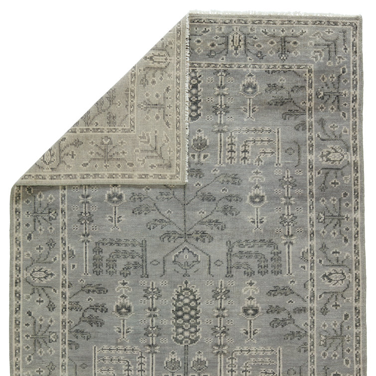 Elegance Reversible Hand-Knotted Wool Rug in Gray, 6' x 9'