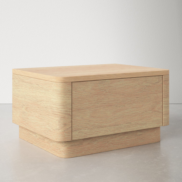 Transitional Brown Oak Nightstand with Spacious Drawer