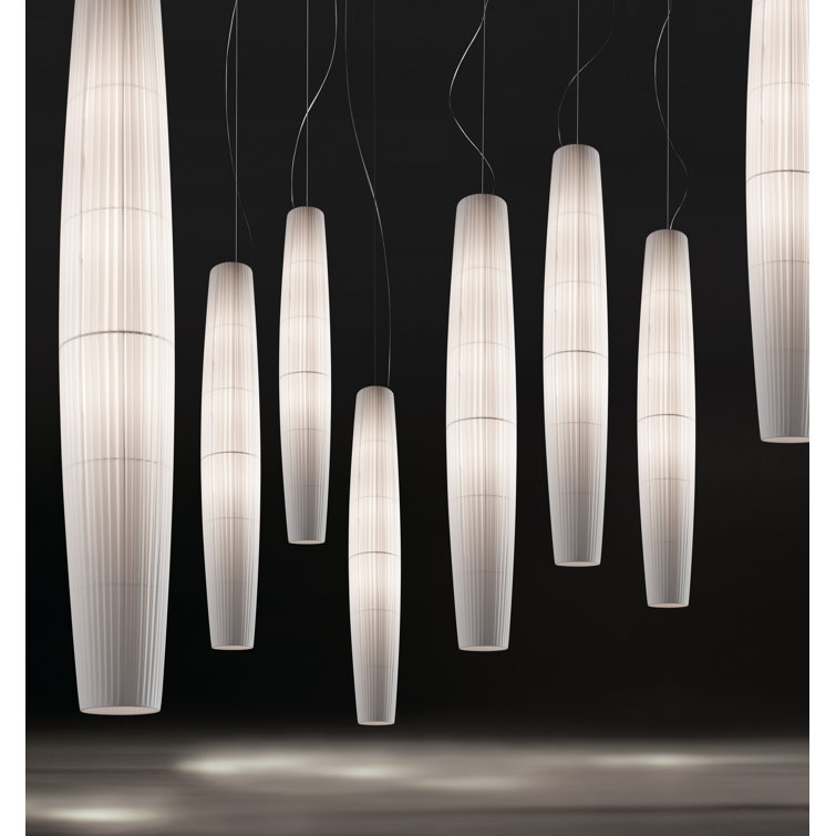 Maxi White Translucent Ribbon Cylinder Pendant Light