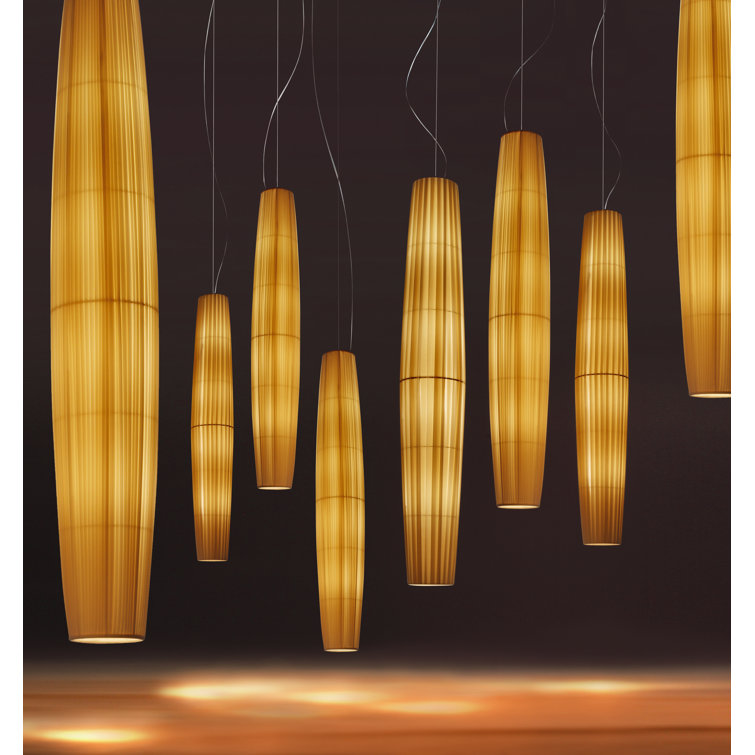 Maxi 1-Light Unique Cylinder Pendant with Cream Translucent Ribbon Shade