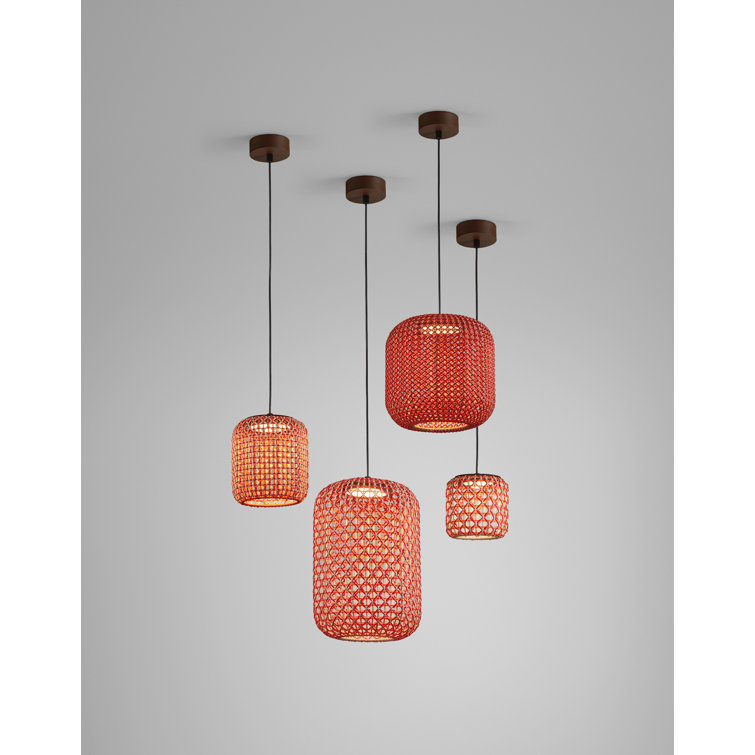 Red Aluminum Drum LED Pendant Light for Indoor/Outdoor