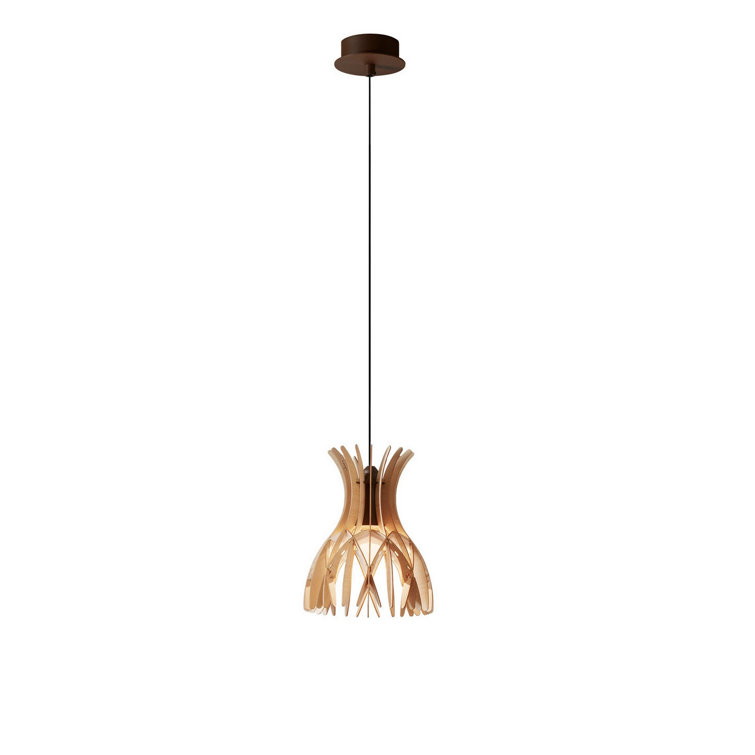 Brown Mini Aluminum and Wood LED Pendant Light