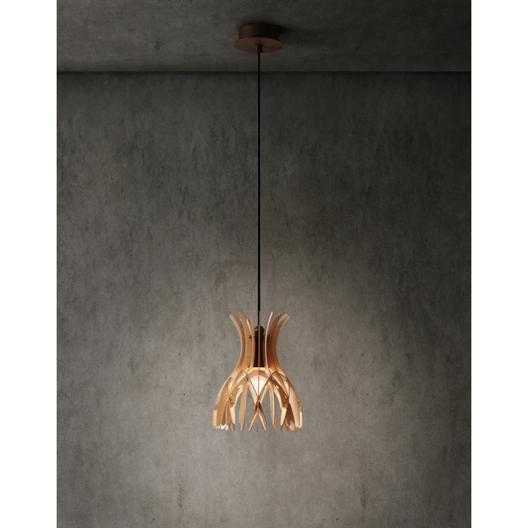 Brown Mini Aluminum and Wood LED Pendant Light