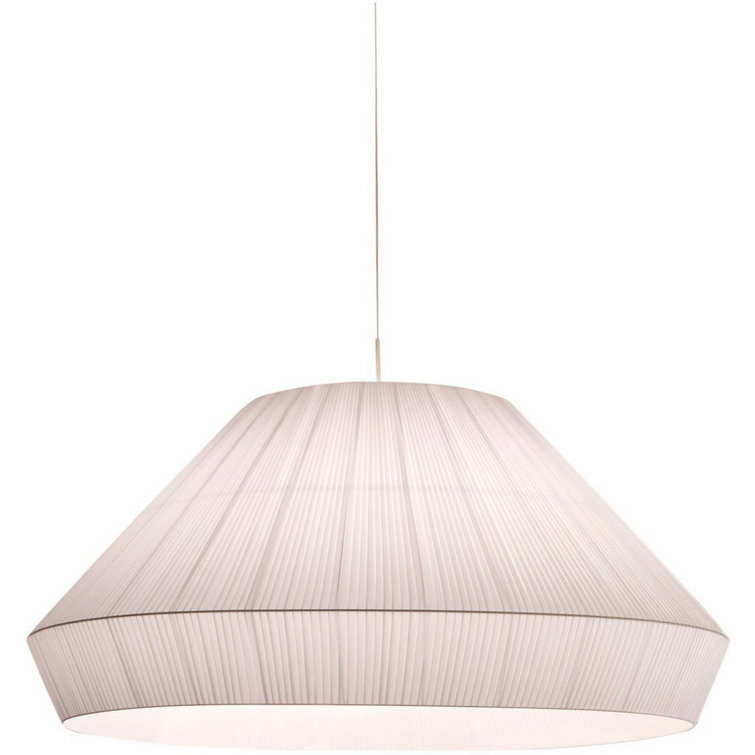 Mei 6-Light Satin Nickel Dome Pendant with White Translucent Ribbon Shade