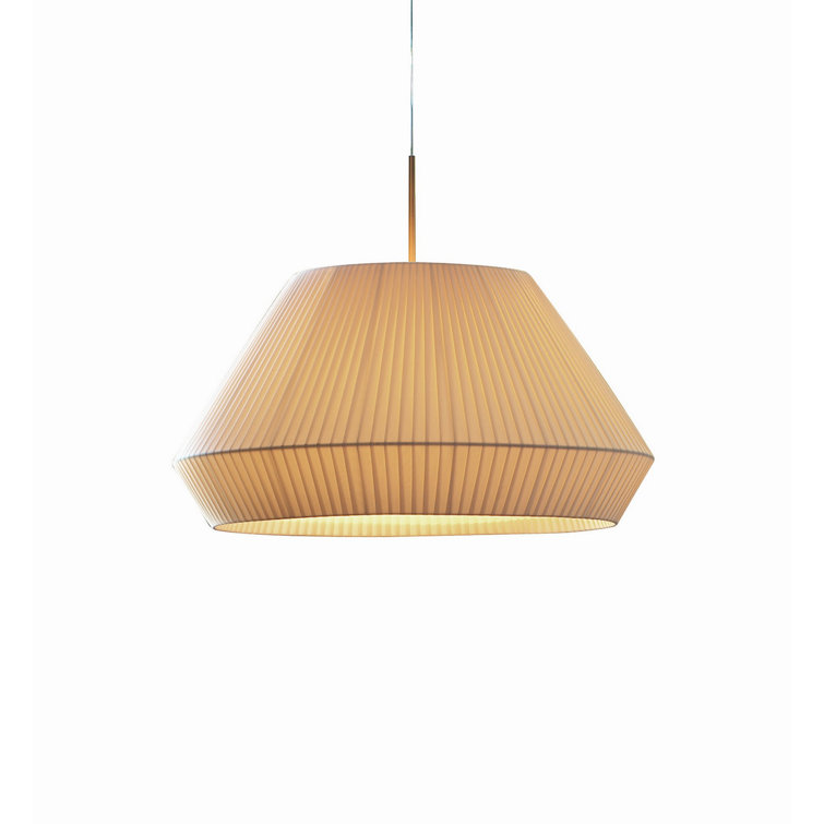Mei Cream Translucent Ribbon Dome Pendant with Satin Nickel Finish