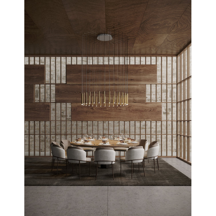 Bover Candle 6-Light Matte Gold LED Pendant with Glass Accents