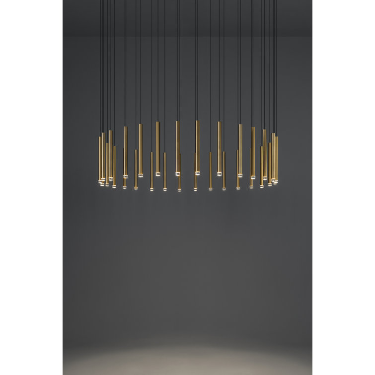 Bover Candle 6-Light Matte Gold LED Pendant with Glass Accents