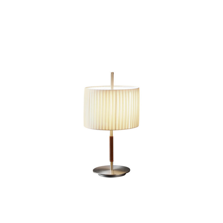 Danona 17" Satin Nickel Table Lamp with Cotton Shade