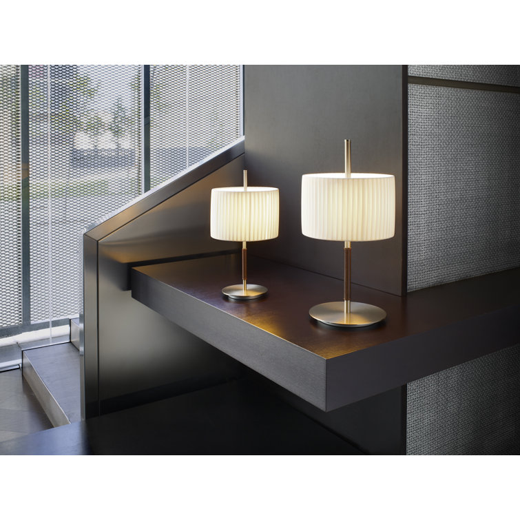 Elegant Satin Nickel 17" Table Lamp with White Translucent Shade