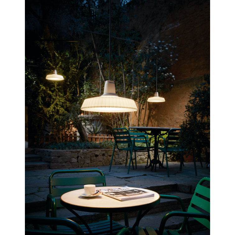 Marietta White Drum LED Pendant Light for Indoor/Outdoor Use