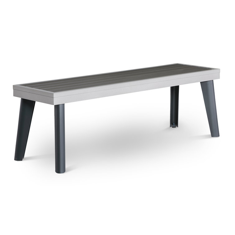 Santorini 82" Gray Aluminum Slate Outdoor Pool Table with Benches