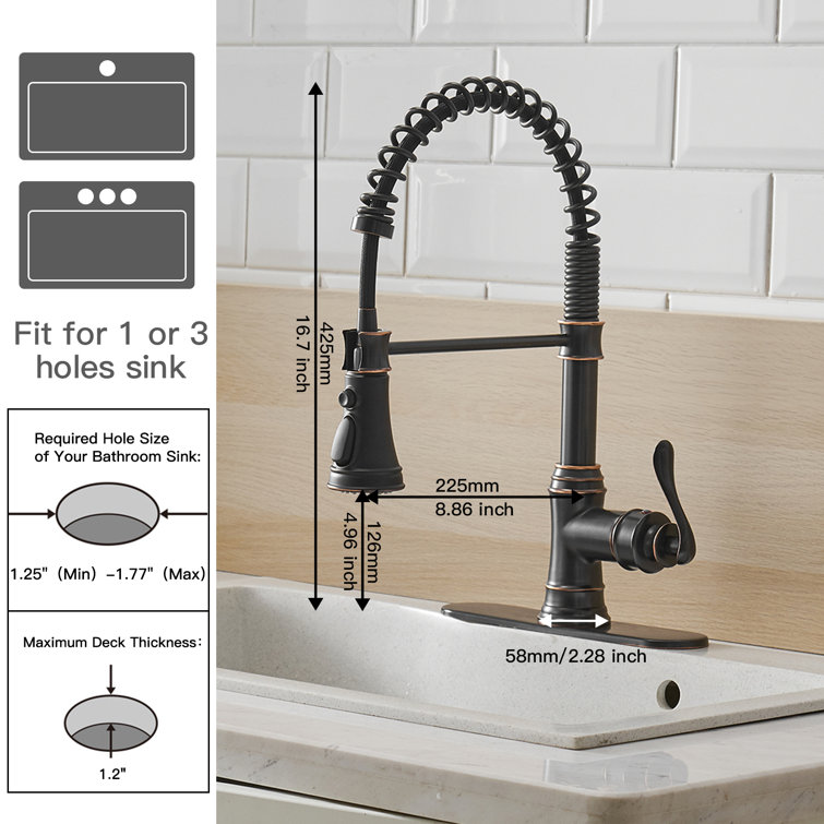 Oil Rubbed Bronze Kitchen Faucet with Pull-out Spray