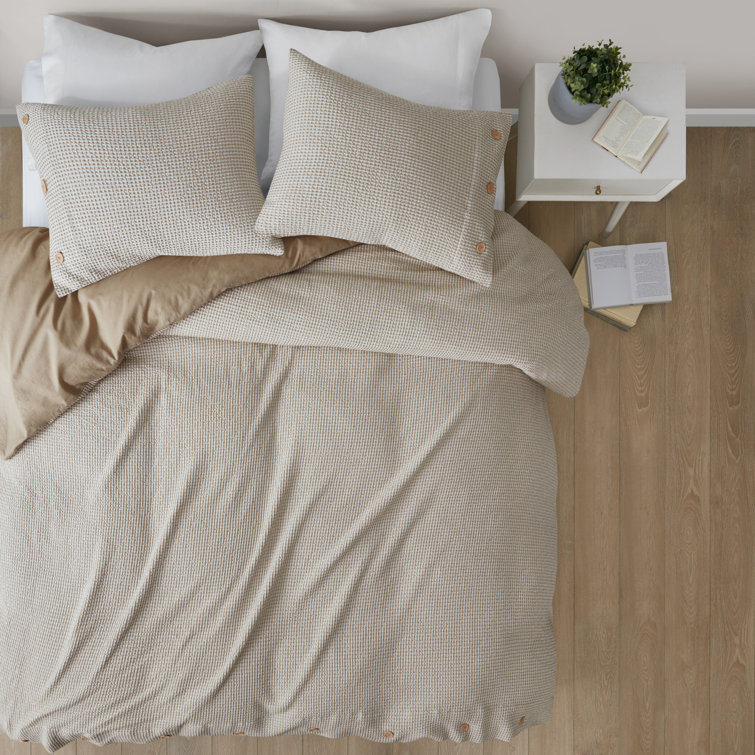 Full Tan Microfiber Waffle Weave Comforter Set