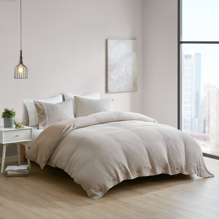 Full Tan Microfiber Waffle Weave Comforter Set