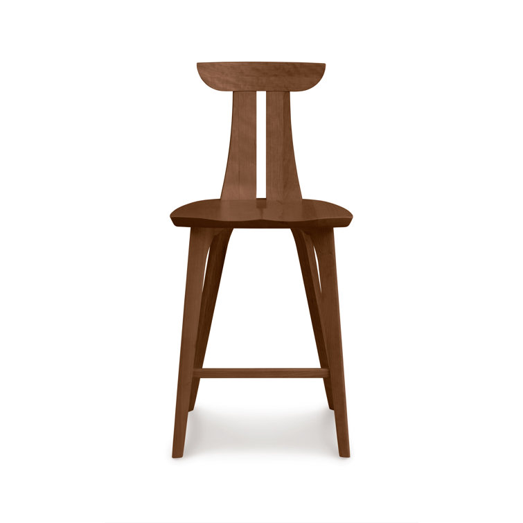 Classic Mid-Century Saddle Cherry Hardwood Bar Stool