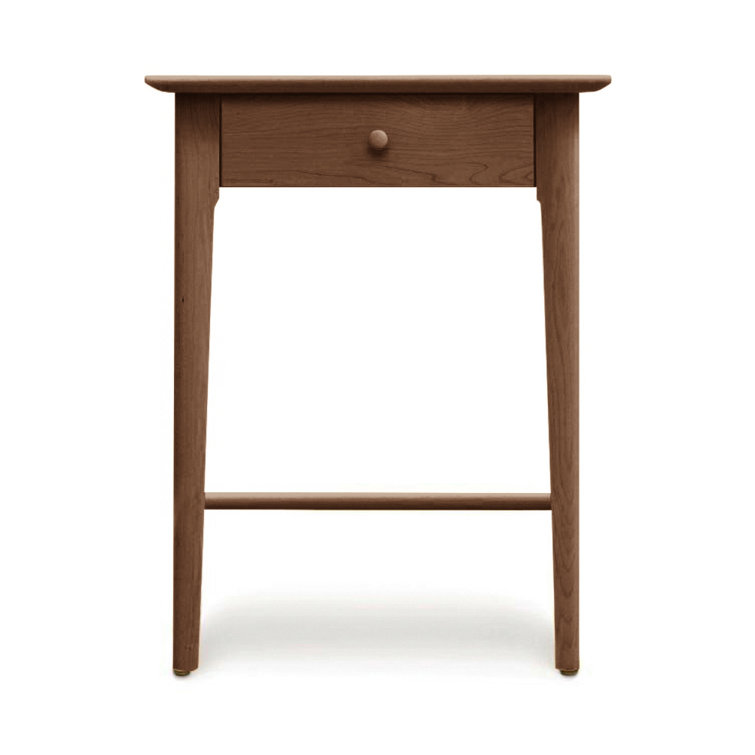 Saddle Cherry Solid Wood 1-Drawer Nightstand with Weathered Steel Handles