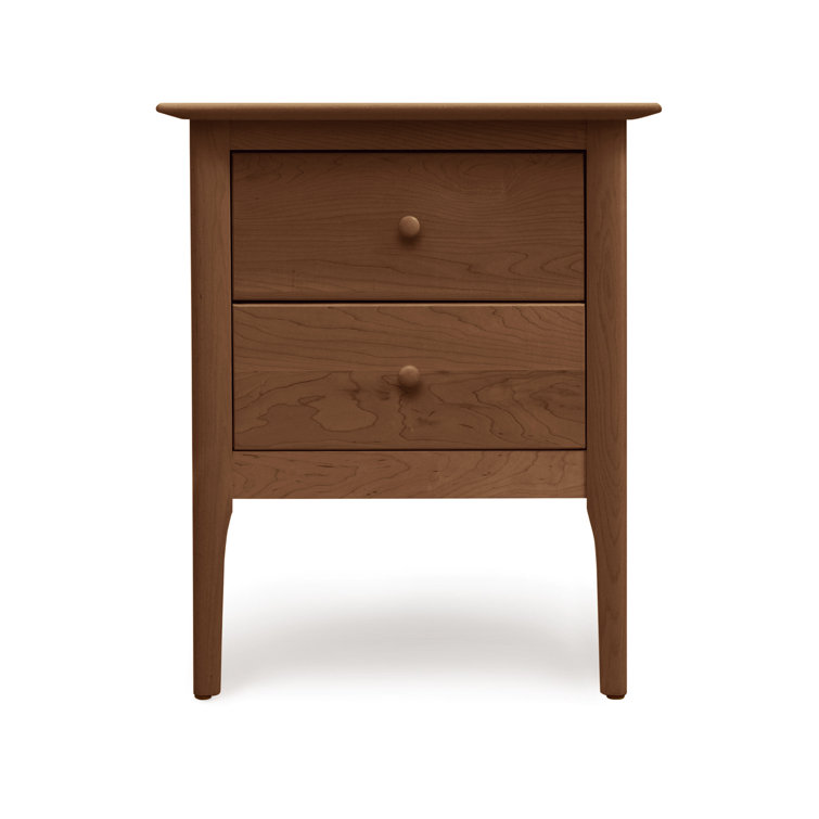 Maple and Cherry Solid Wood 2-Drawer Nightstand