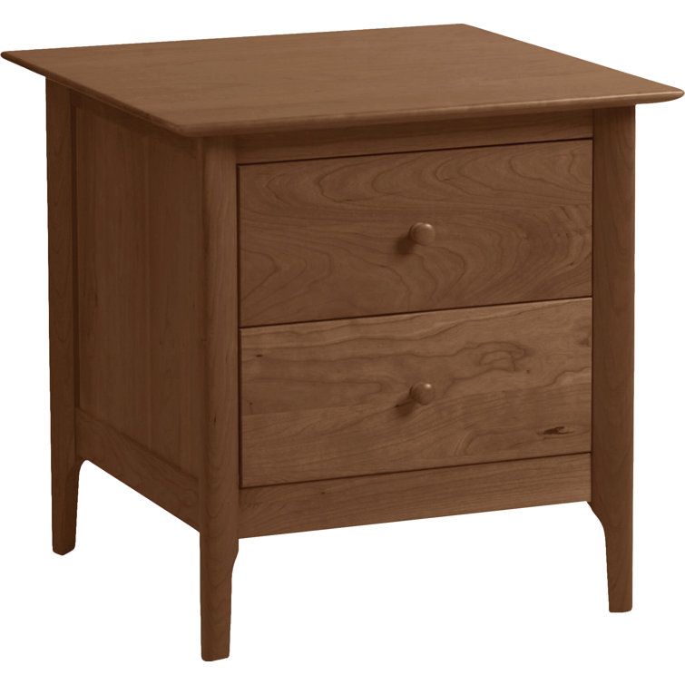 Maple and Cherry Solid Wood 2-Drawer Nightstand