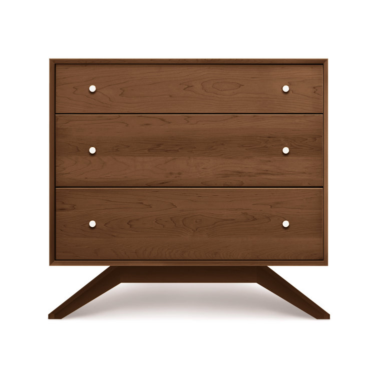 Astrid Saddle Cherry Maple 3-Drawer Dresser with Silver Handles