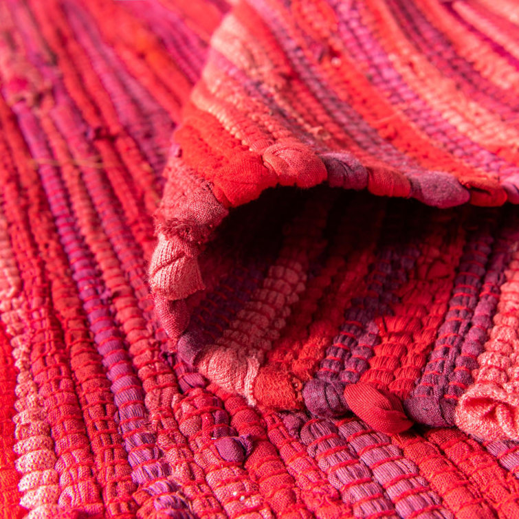Handwoven Chindi Stripe Red 9'x12' Cotton Area Rug