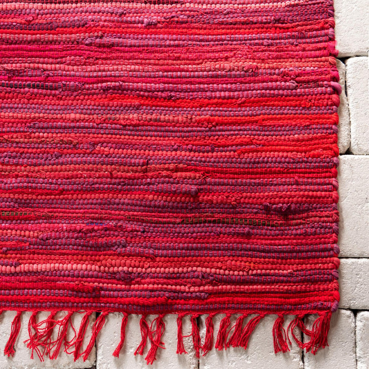 Handwoven Chindi Stripe Red 9'x12' Cotton Area Rug